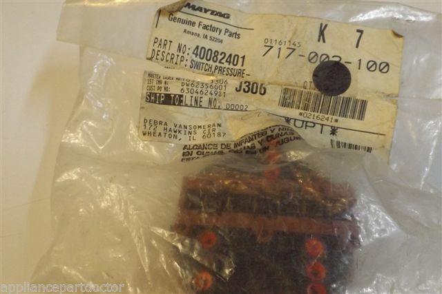 MAYTAG WASHER 40082401 Switch,pressure-3 Level NEW IN BAG MAYTAG WASHER 40082401 Switch,pressure-3 Level NEW IN BAG